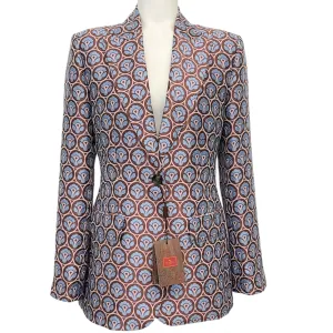 Etro Brown / Blue Abstract Floral Jacquard Blazer