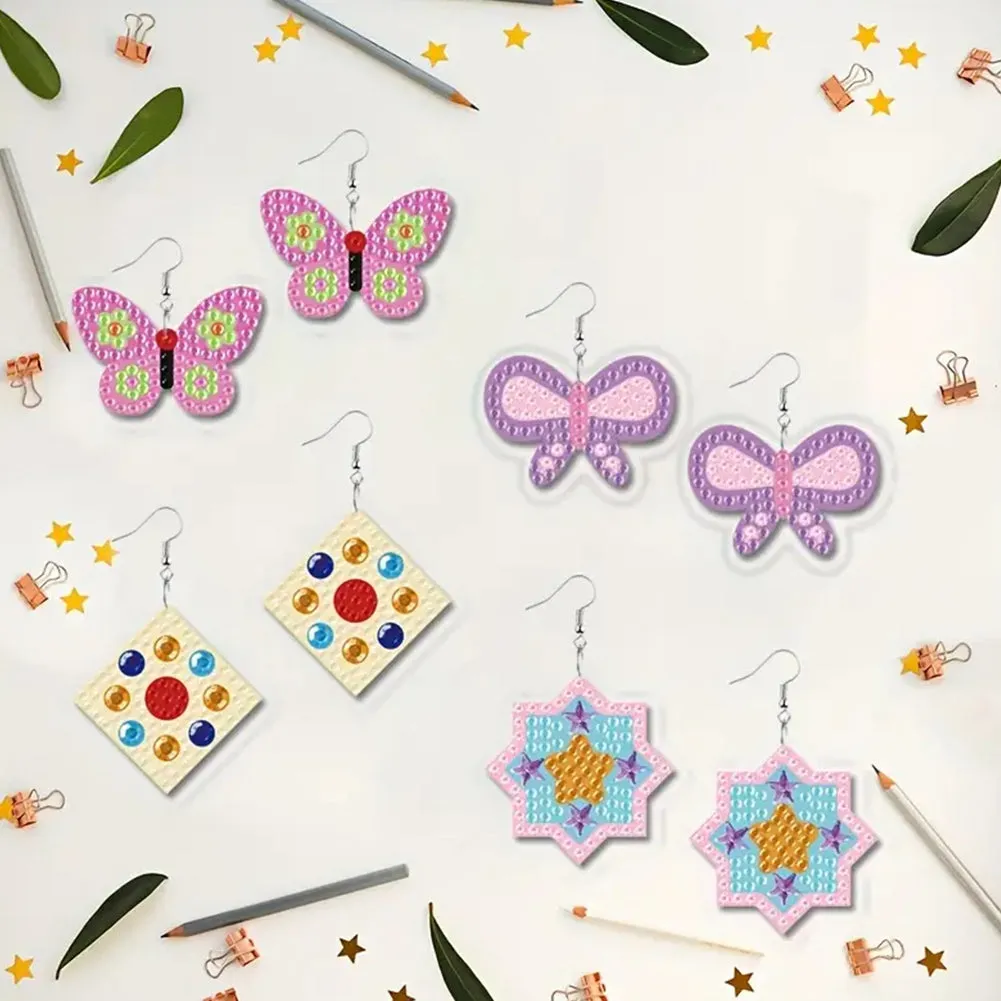 12 Pairs Double Sided Diamond Painting Earrings for Women Girls (Butterfly)