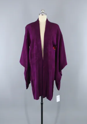 1920s Vintage Silk Haori Kimono Jacket Cardigan / Deep Purple