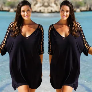 2021 Women V-Neck Hollow Out Swimwear Cover Up Sizes S - 3XL