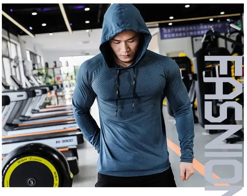 2025 Mens Fitness Tracksuit Running Sport Hoodie Gym Joggers Workout Athletic