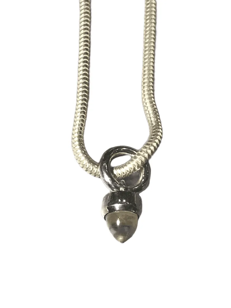 24" Sterling Silver Snake Chain Necklace with Quartz Bullet