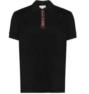 Alexander McQueen men's selvedge logo tape polo in black