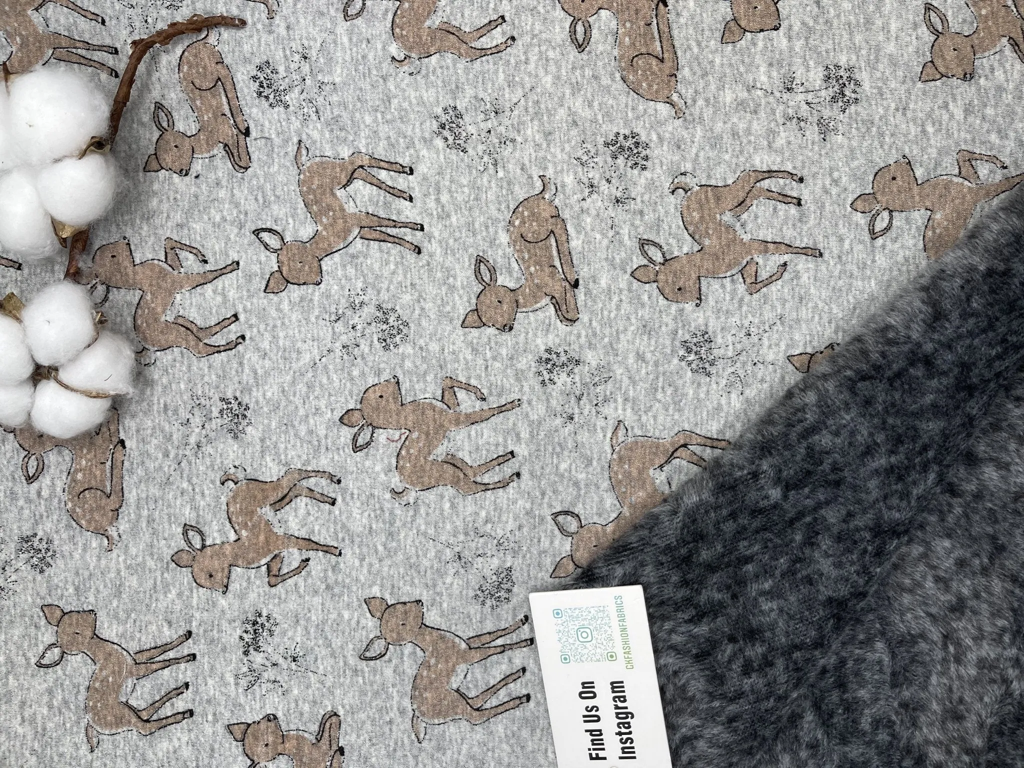 Alpine Fleece Bambi Deer Print  Fabric