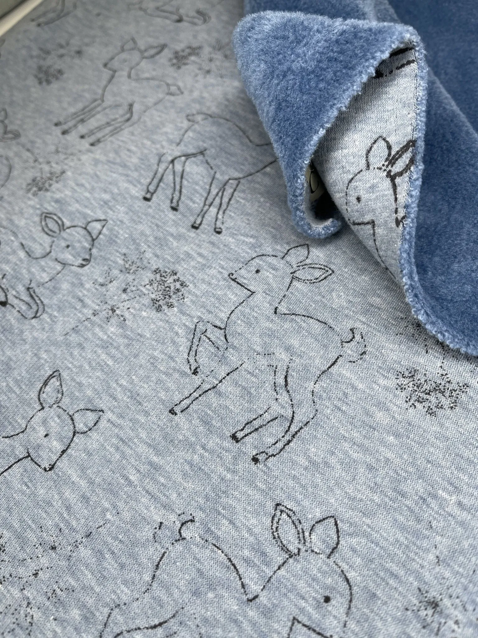 Alpine Fleece Bambi Deer Print  Fabric