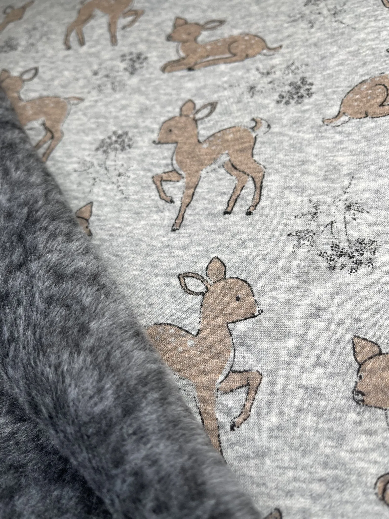 Alpine Fleece Bambi Deer Print  Fabric