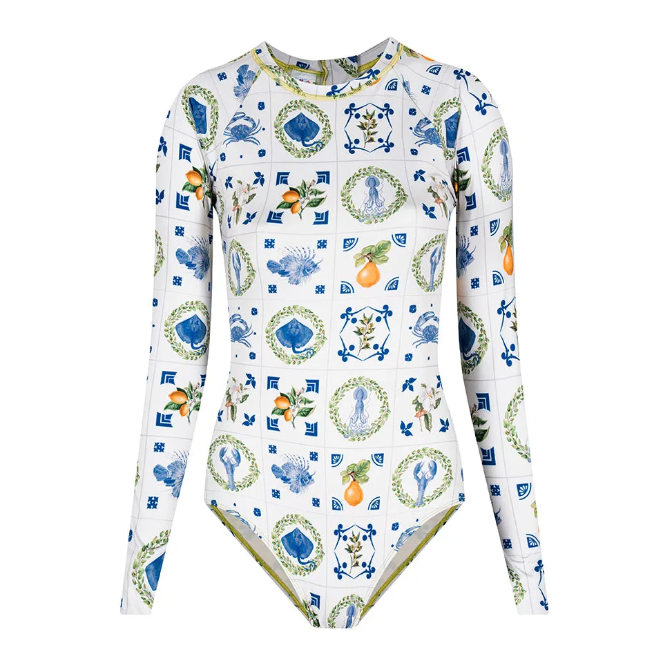 Amalfi Coast Women Long Sleeve Bodysuit Rash Guard