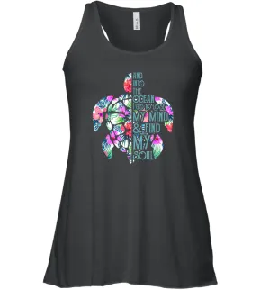 And Into The Ocean I Go To Lose My Mind Find My Soul Turtle Women Racerback Tank