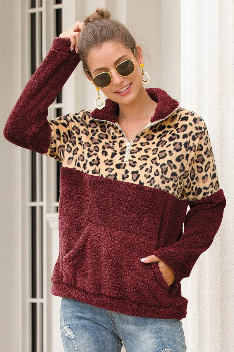 *APP EXCLUSIVE* Brown Leopard Sherpa Pullover