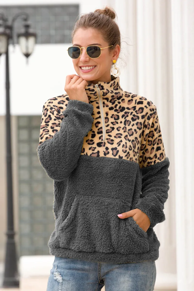 *APP EXCLUSIVE* Brown Leopard Sherpa Pullover