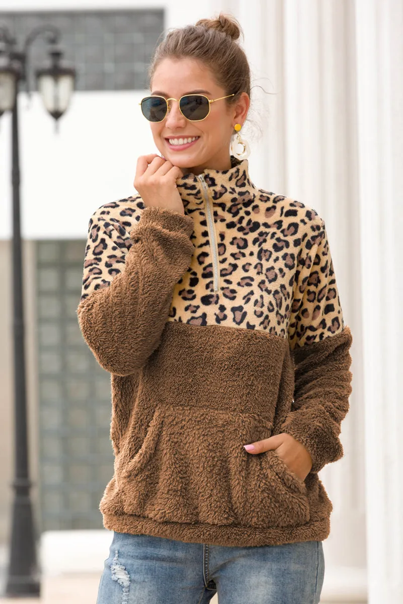 *APP EXCLUSIVE* Brown Leopard Sherpa Pullover