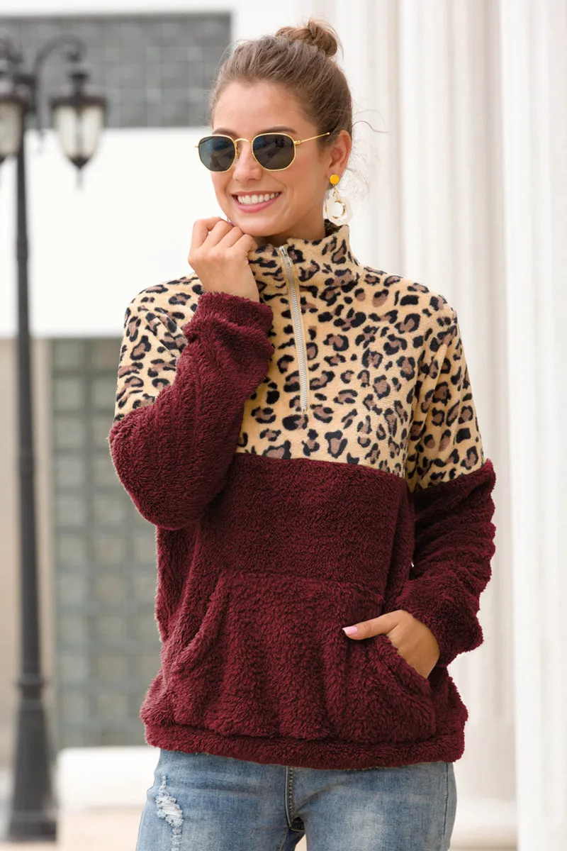 *APP EXCLUSIVE* Brown Leopard Sherpa Pullover