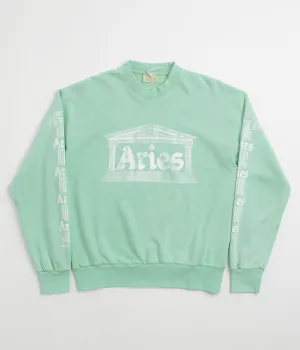 Aries Aged Ancient Column Crewneck Sweatshirt - Aqua