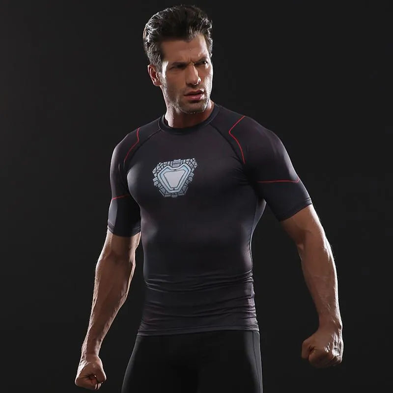 Avengers 3 IRON MAN Short Sleeve Compression Shirt for Men