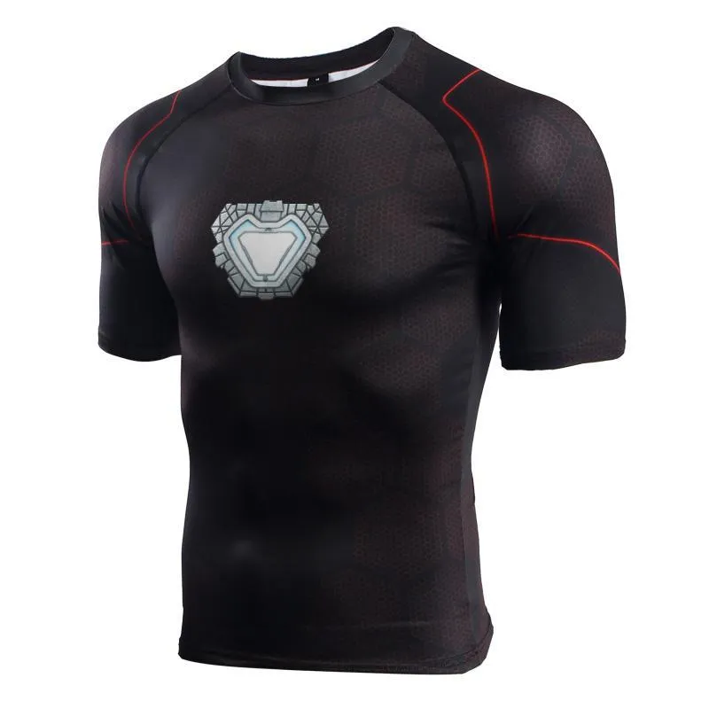 Avengers 3 IRON MAN Short Sleeve Compression Shirt for Men