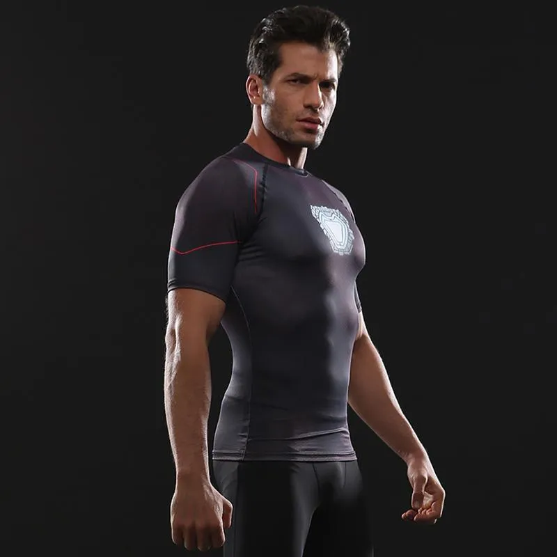 Avengers 3 IRON MAN Short Sleeve Compression Shirt for Men