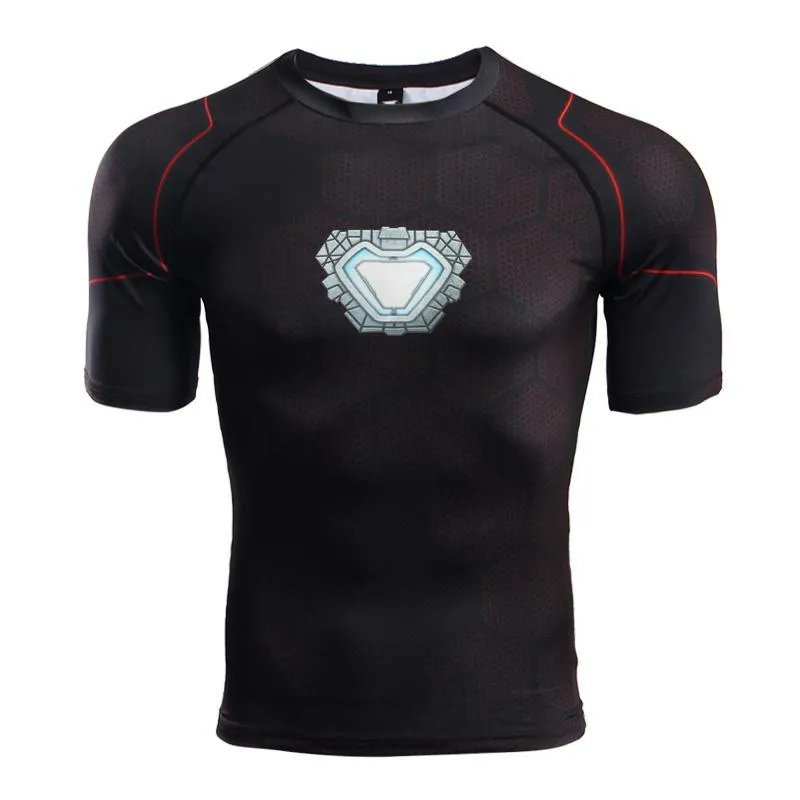 Avengers 3 IRON MAN Short Sleeve Compression Shirt for Men