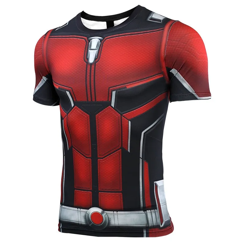 Avengers 4 Endgame ANT MAN Short Sleeve Compression Shirt for Men