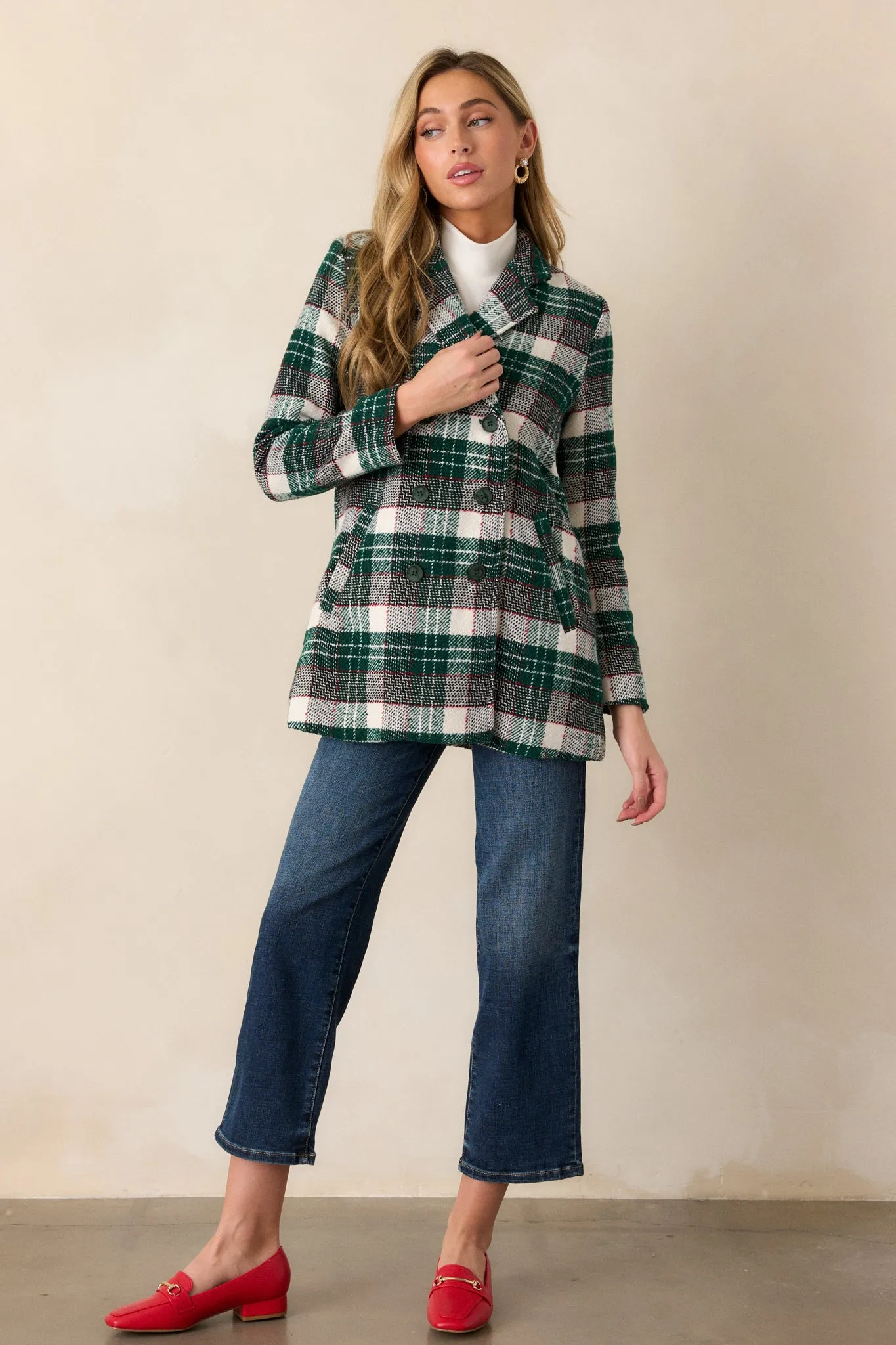 Beauty & Style Emerald Green Plaid Coat