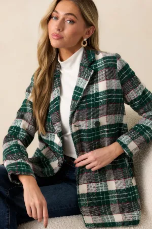 Beauty & Style Emerald Green Plaid Coat