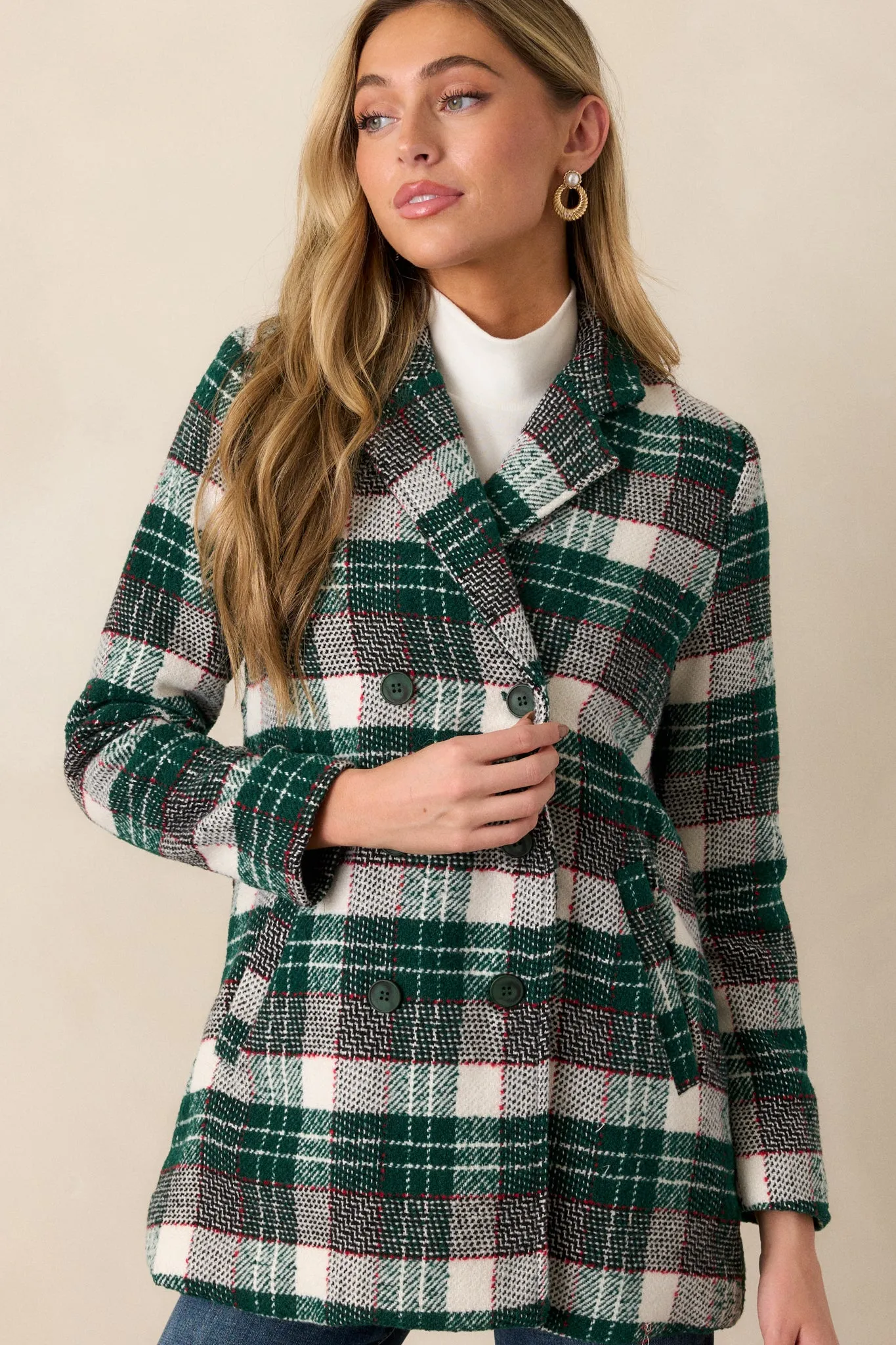 Beauty & Style Emerald Green Plaid Coat