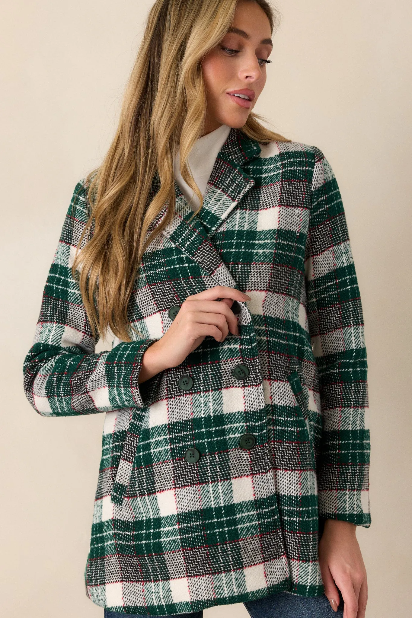 Beauty & Style Emerald Green Plaid Coat