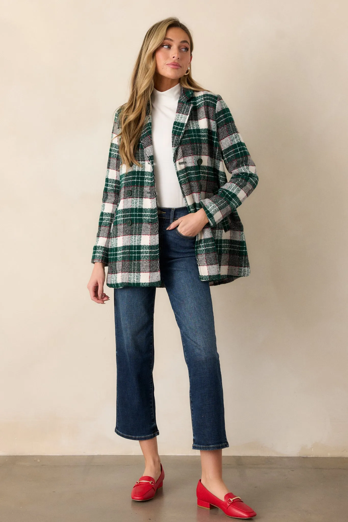 Beauty & Style Emerald Green Plaid Coat