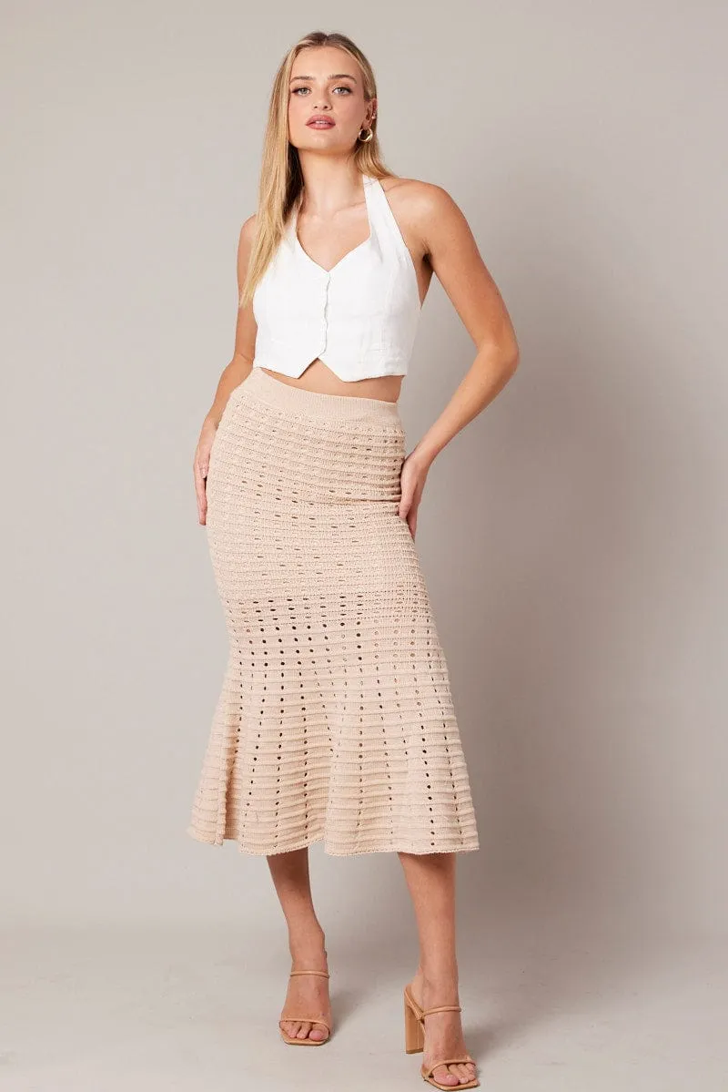 Beige Knit Skirt Crochet