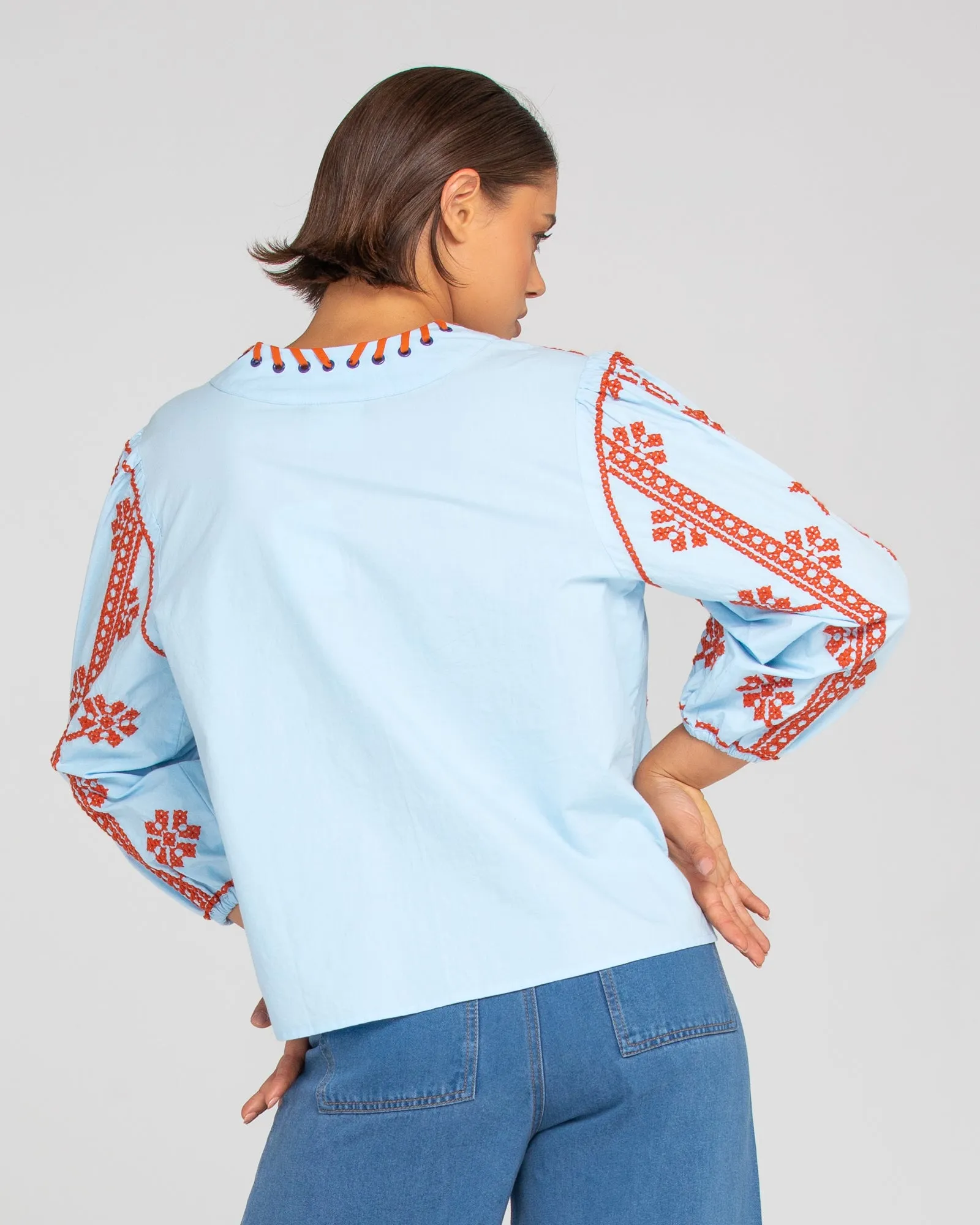 Bella Top - Blue/Rust