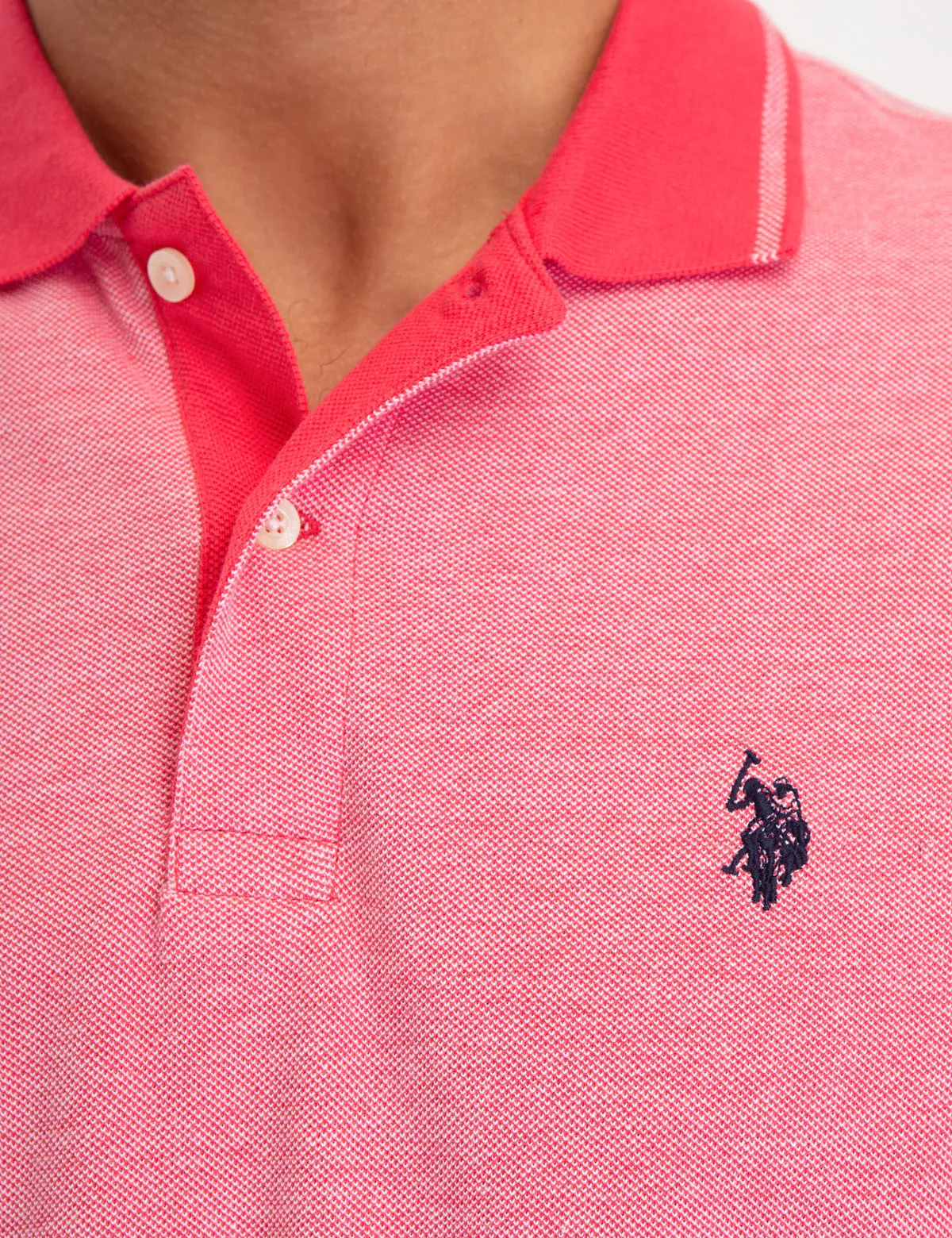 BIRDSEYE CONTRAST COLLAR POLO SHIRT