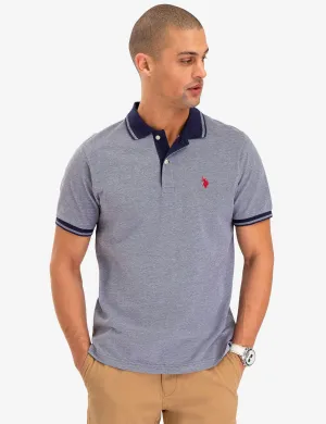 BIRDSEYE CONTRAST COLLAR POLO SHIRT