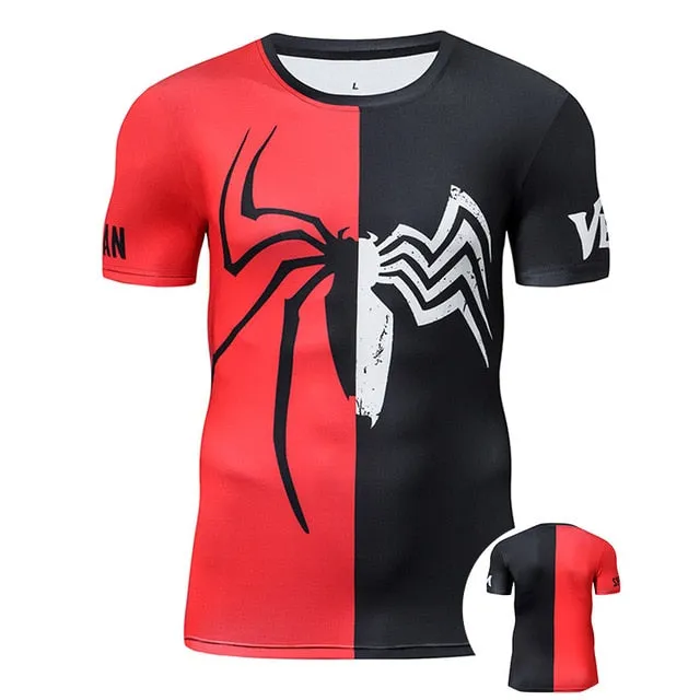 Black & Red SPIDERMAN Short Sleeve Compression Shirt