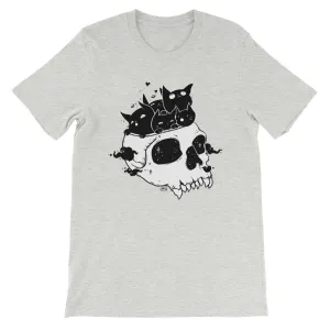 Black Cats & Skull, Unisex T-Shirt, Athletic Heather