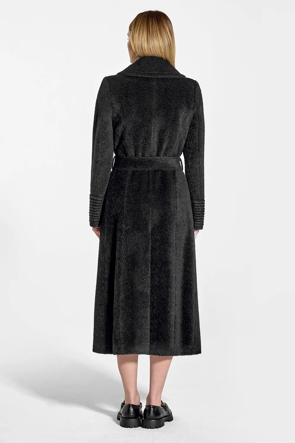 Bouclé Alpaca Long Notched Collar Wrap Coat