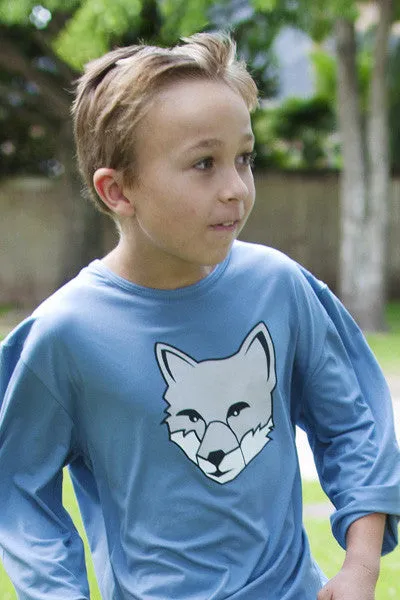 Boys Sun Protective Shirt-Fox Cobalt Blue Gray