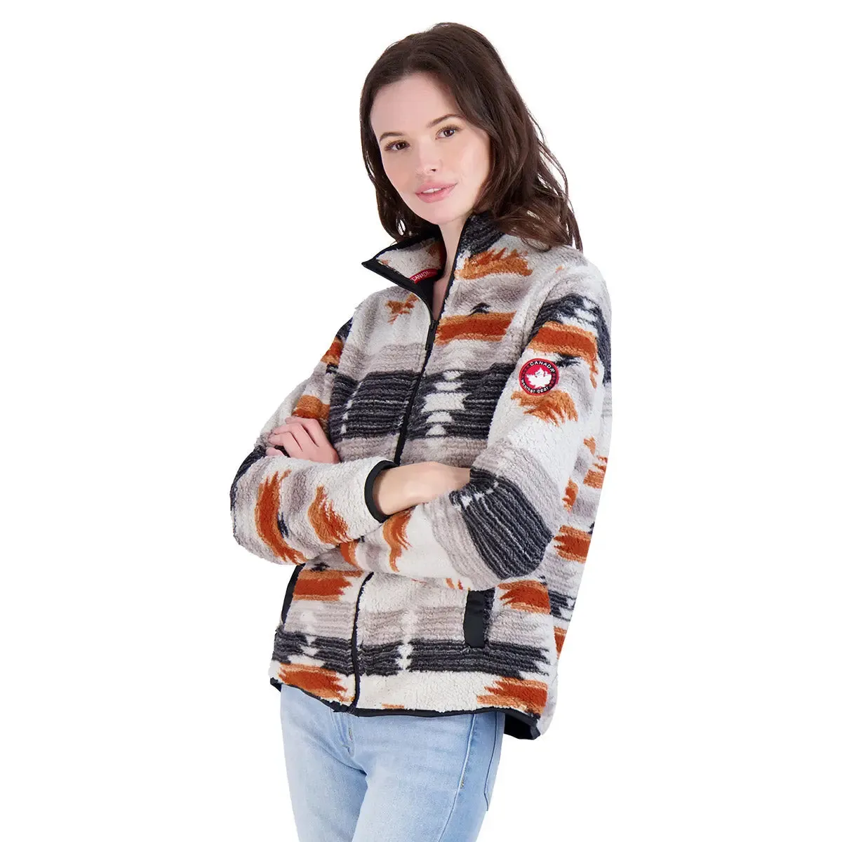 Canada Weather Gear Women's Full Zip Aztec Printed Sherpa