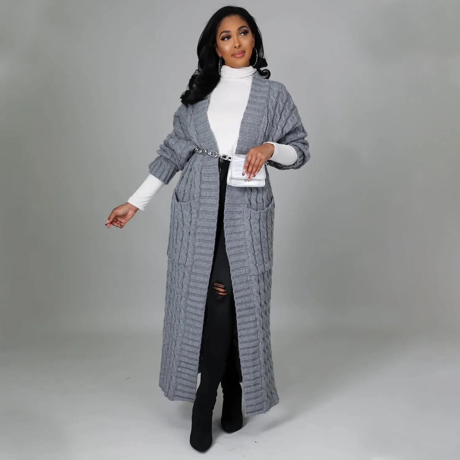 Casual long sleeved sweater coat (AY2395)