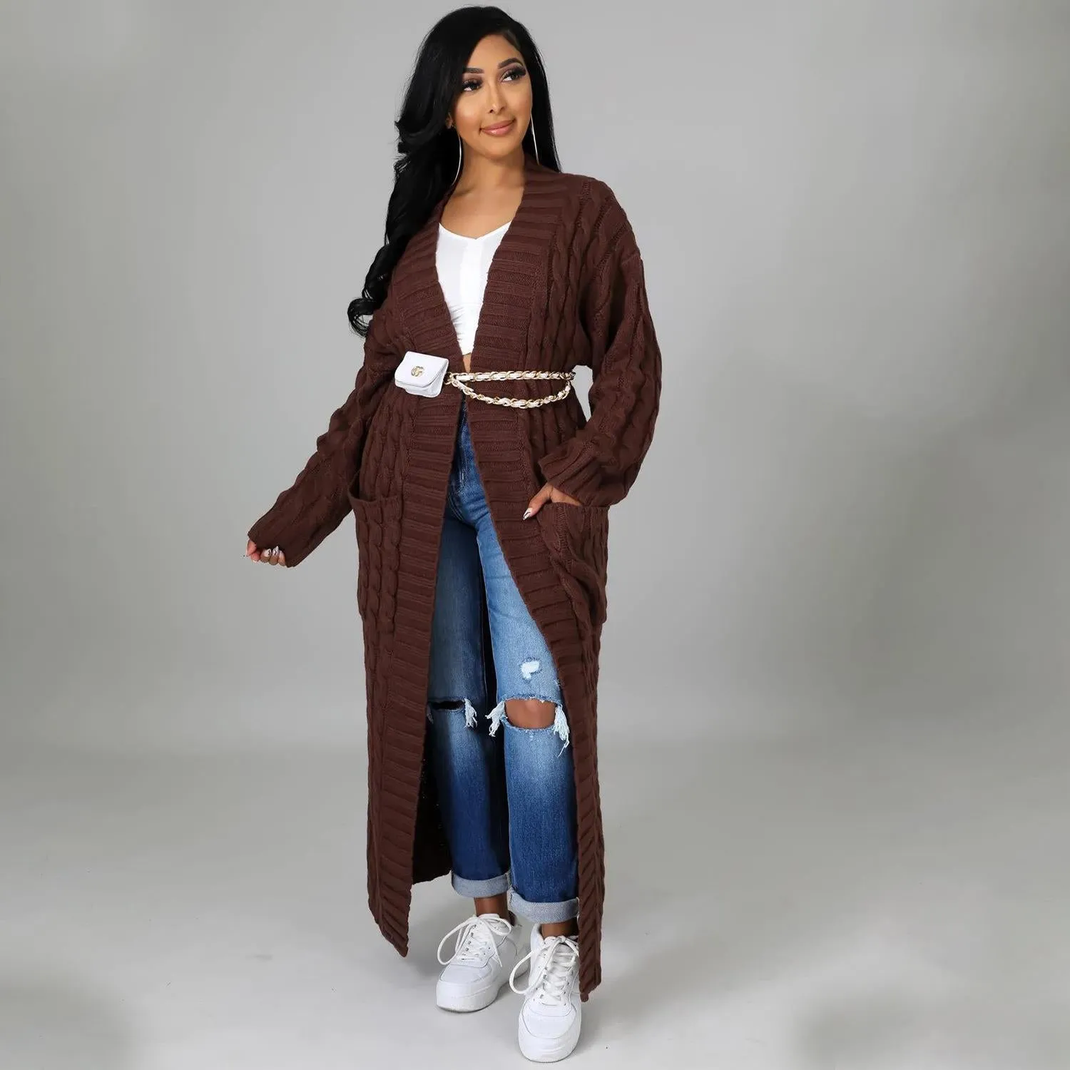 Casual long sleeved sweater coat (AY2395)