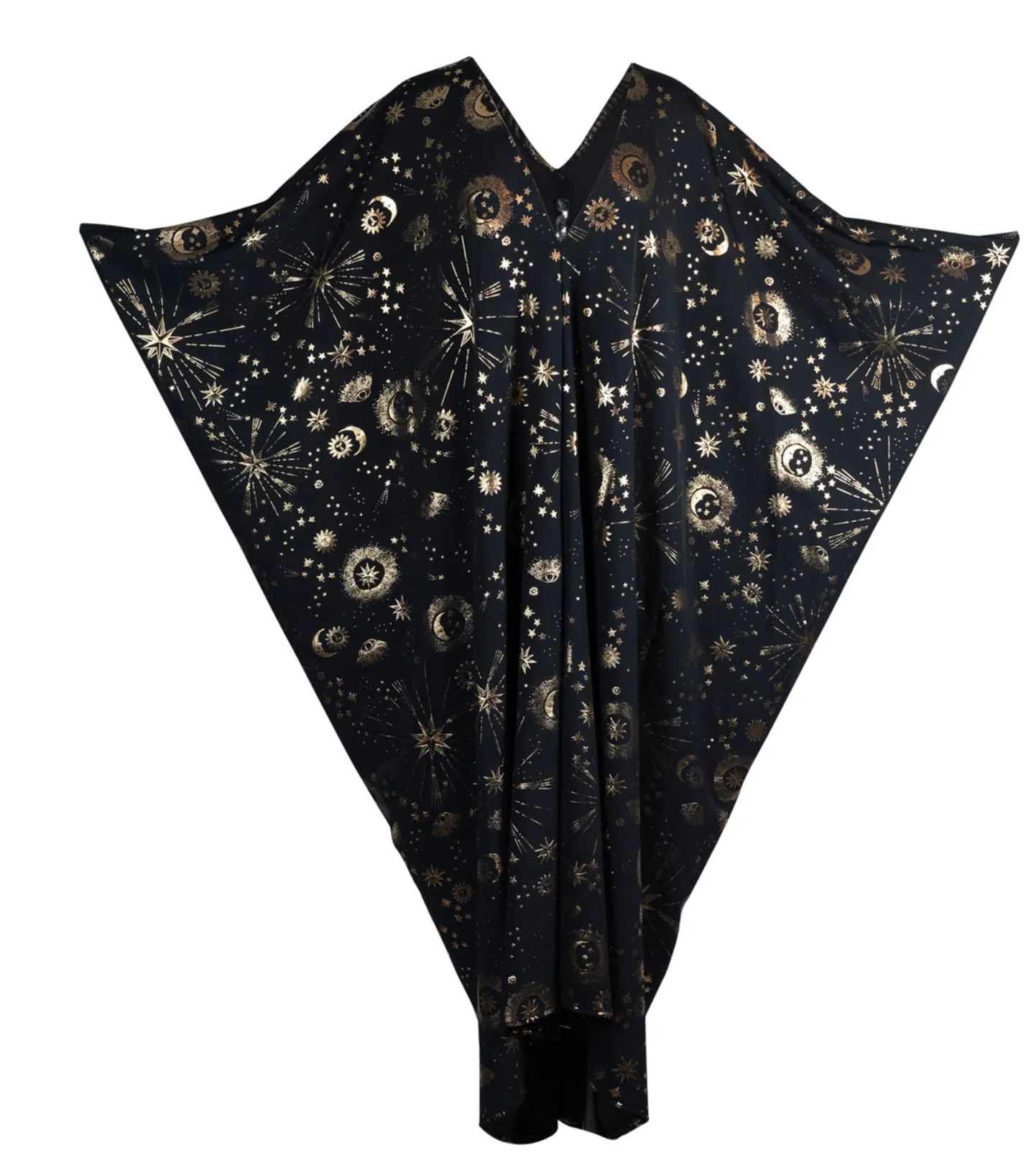 Celestial Caftan One Size Black and Gold