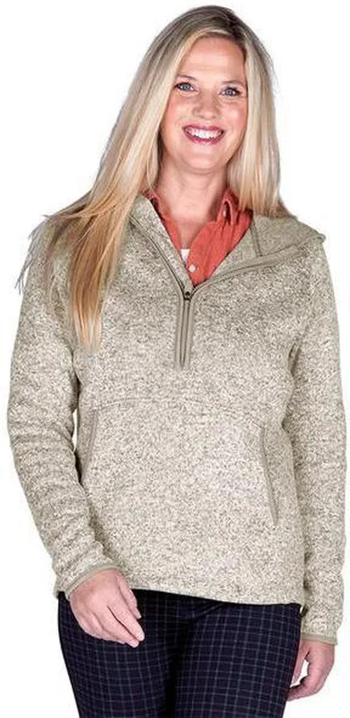 Charles River Ladies Heathered Fleece Quarter Zip Hoodie