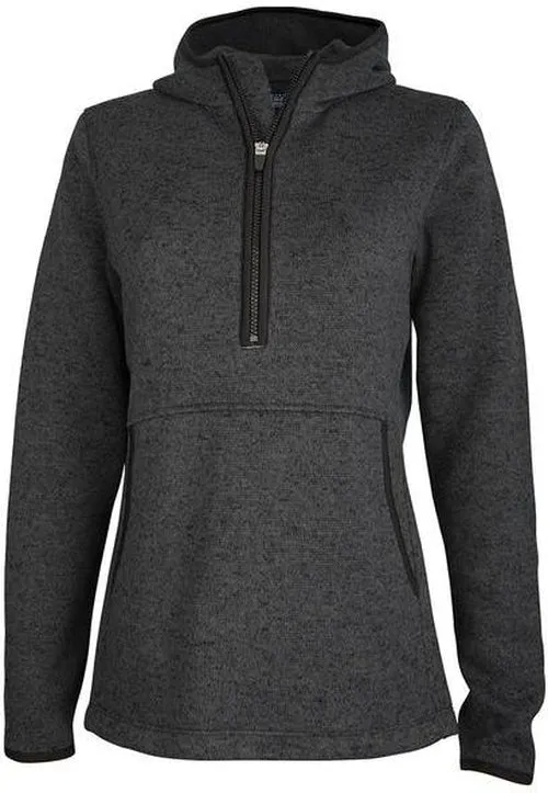 Charles River Ladies Heathered Fleece Quarter Zip Hoodie