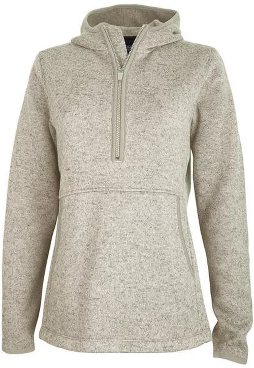 Charles River Ladies Heathered Fleece Quarter Zip Hoodie