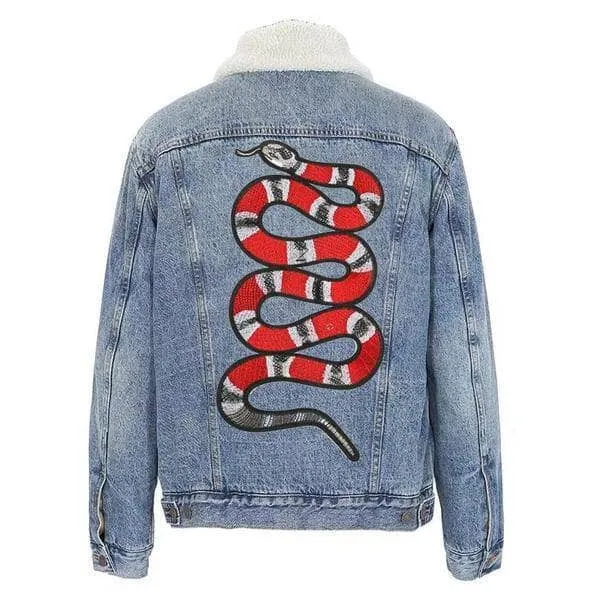 Denim Snake Sherpa Jacket