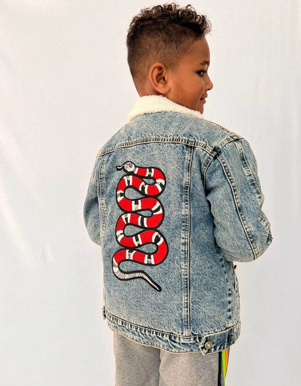 Denim Snake Sherpa Jacket