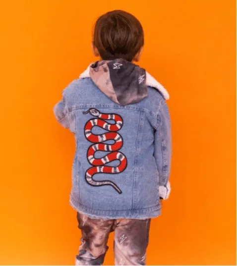 Denim Snake Sherpa Jacket