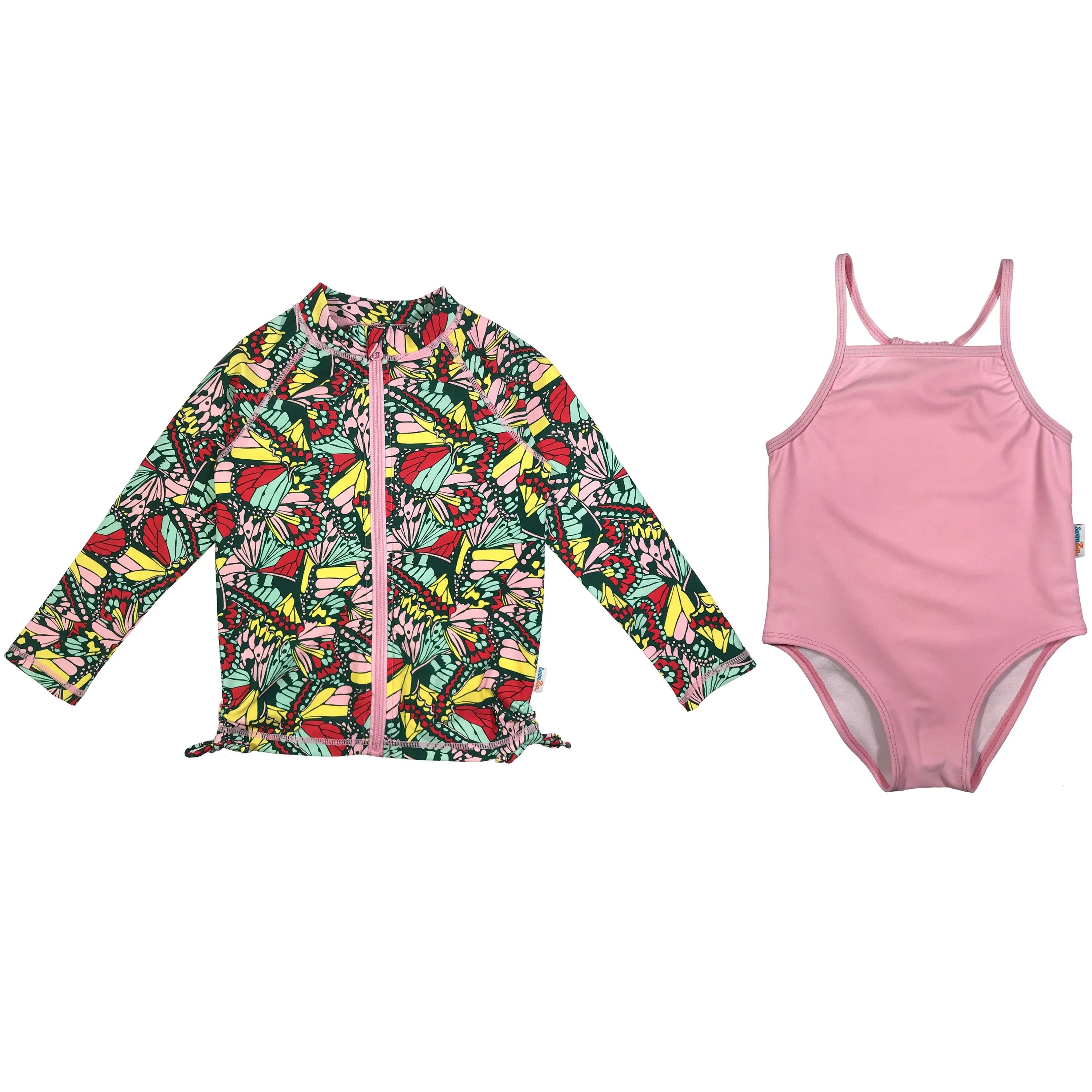 Girls One-Piece Swimsuit   Long Sleeve Rash Guard Set (2 Piece) | "Butterfly Love"