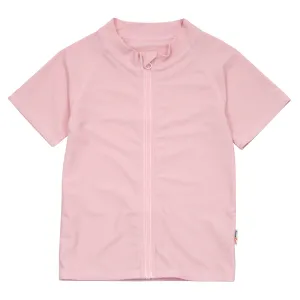 Kids Short Sleeve Zipper Rash Guard Swim Shirt | “Pink”