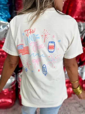 Land of the Free Doodle Graphic Tee