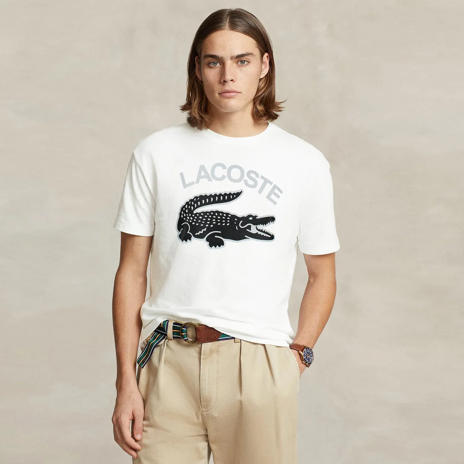 LC - Men 'White' Lacoste Printed Logo T-Shirt LC781