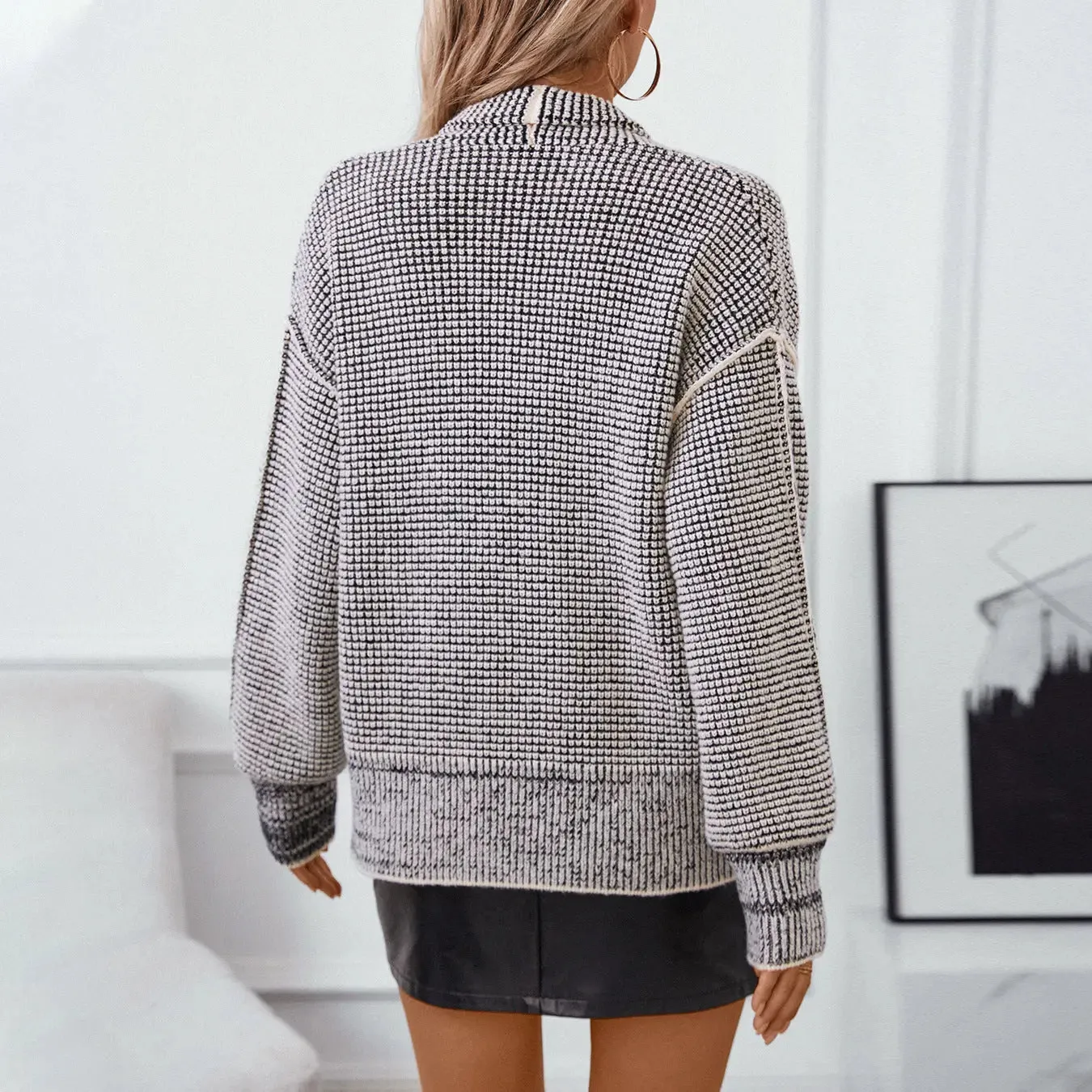 Long Sleeve Buckle-free Knitted Women's Sweater Coat